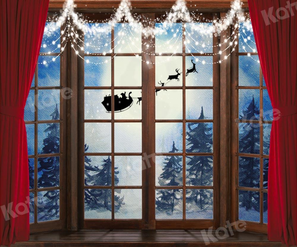 Kate Winter Holz Hintergrund Schnee Weihnachten Fenster von Chain Photography - Kate Backdrop.de