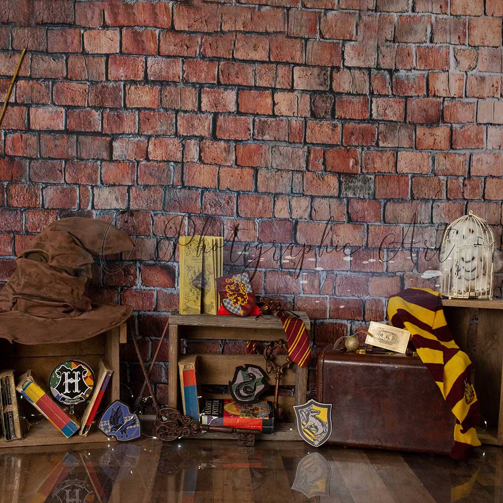 Kate Zauberer Geburtstag Hintergrund Backsteinmauer von Jenna Onyia - Kate Backdrop.de