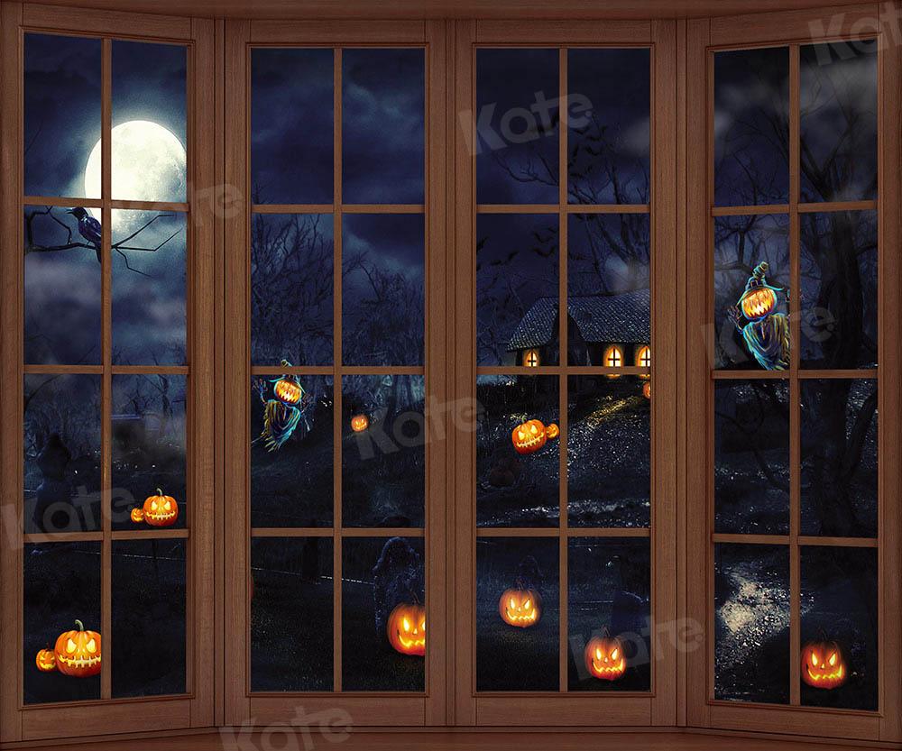 Kate Holz Fenster Halloween Hintergrund von Chain Photography - Kate Backdrop.de