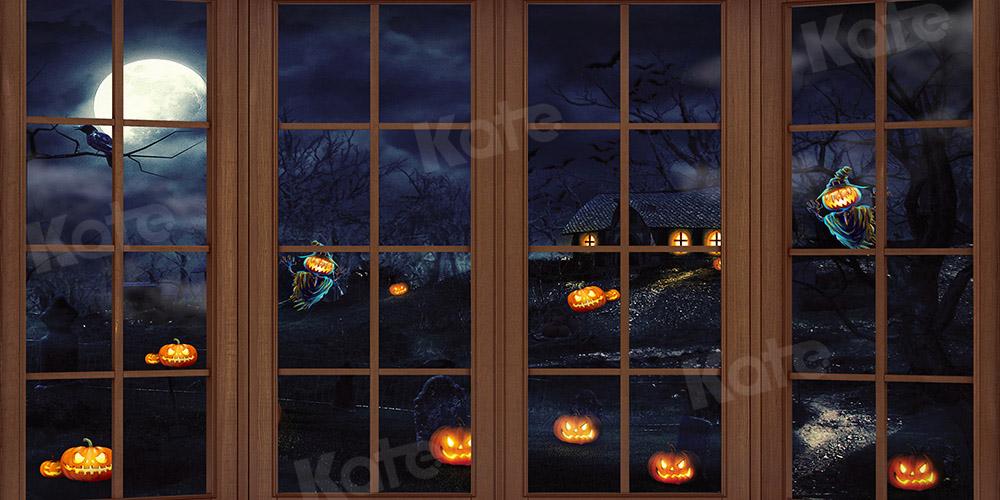 Kate Holz Fenster Halloween Hintergrund von Chain Photography - Kate Backdrop.de