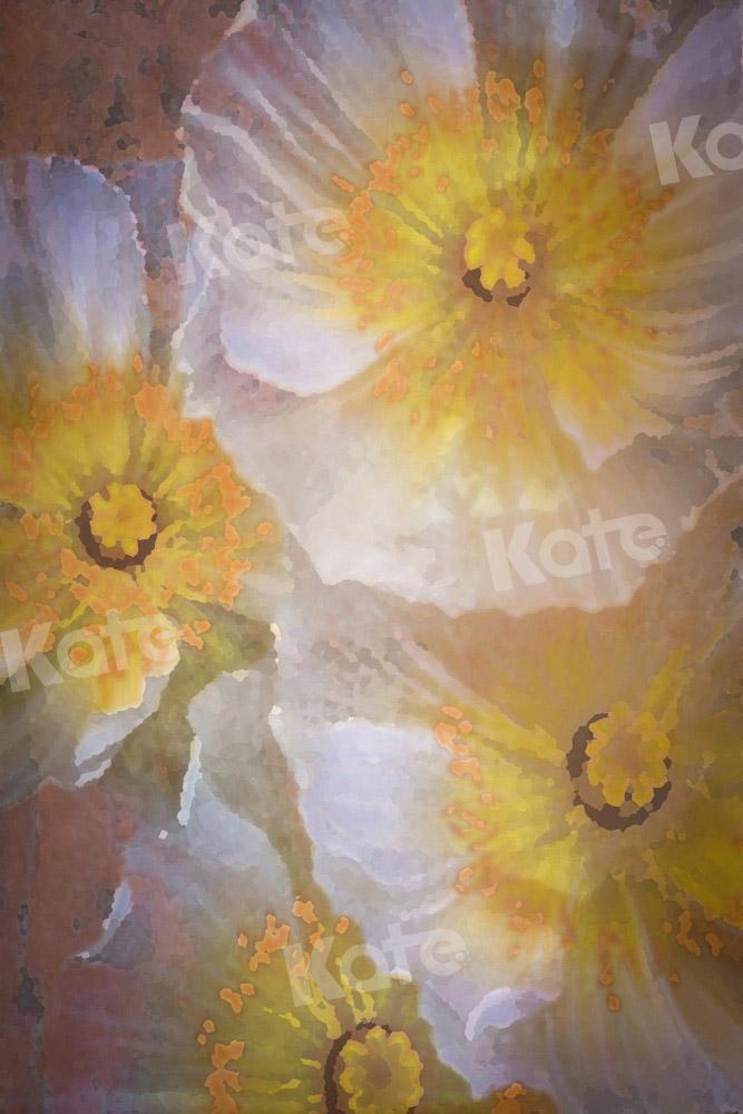 Kate Gelbe weiße Blumen Mädchen Hintergrund von GQ - Kate Backdrop.de