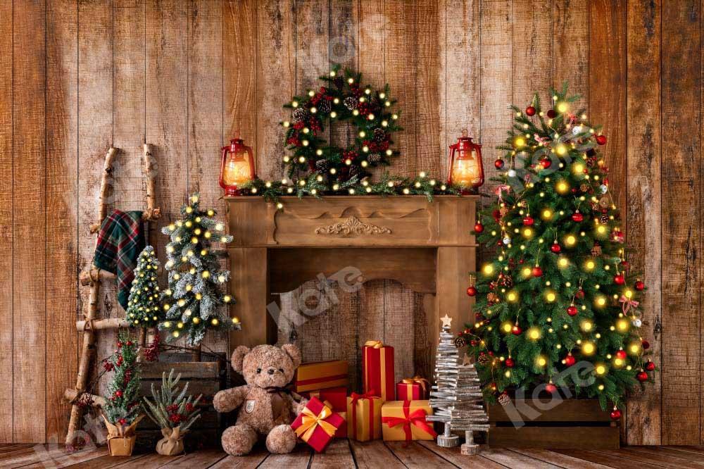 Kate Weihnachten Geschenke Hintergrund Kranz Bär von Emetselch - Kate Backdrop.de