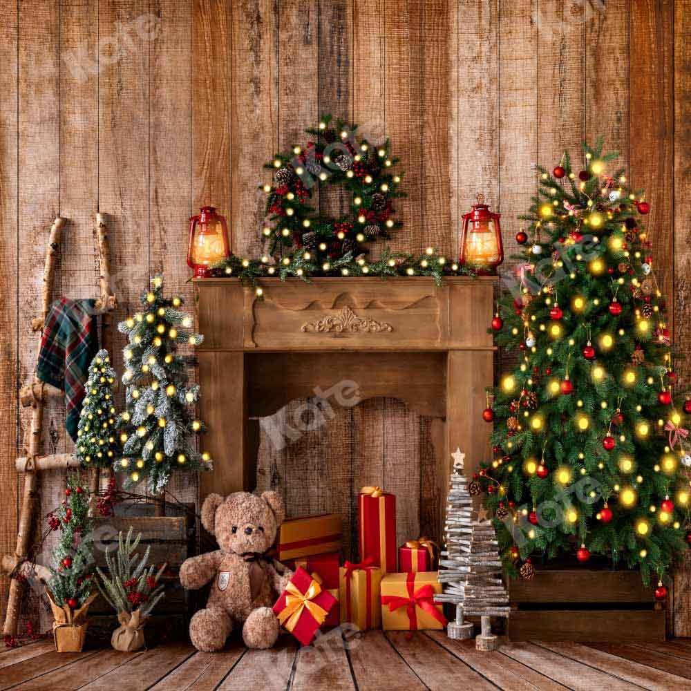 Kate Weihnachten Geschenke Hintergrund Kranz Bär von Emetselch - Kate Backdrop.de