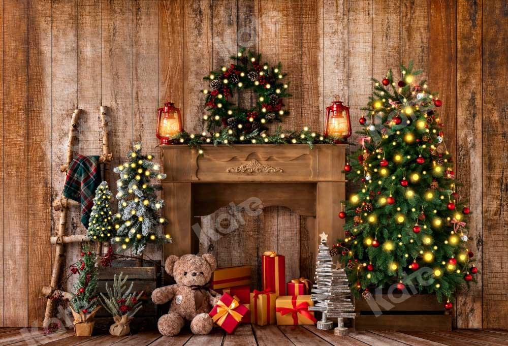 Kate Weihnachten Geschenke Hintergrund Kranz Bär von Emetselch - Kate Backdrop.de