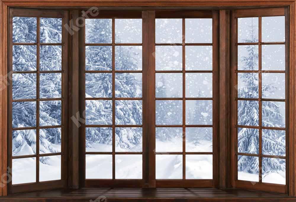 Kate Winter Schnee Holz Tür Hintergrund von Chain Photography - Kate Backdrop.de