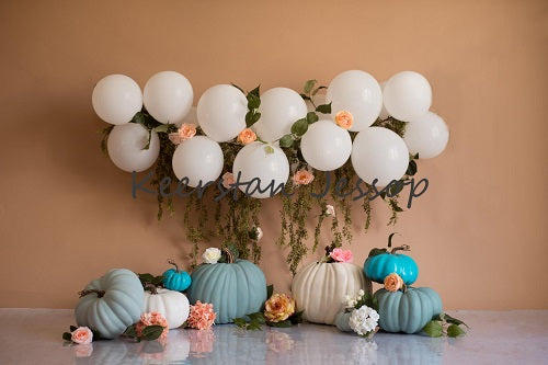 Kate Kürbis blumig pumpkin floral Hintergrund entworfen von Keerstan Photography - Kate Backdrop.de