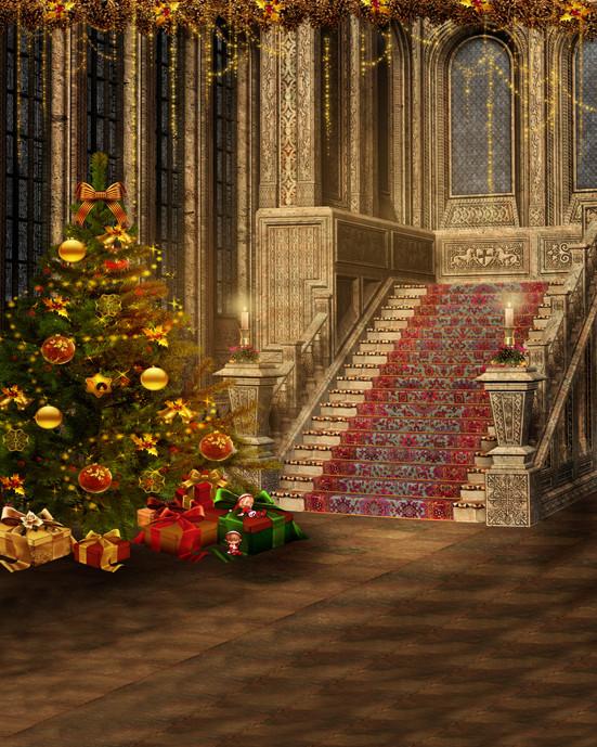 Katebackdrop:Kate Christmas Tree Backdrop Photography Ladder Photo Background