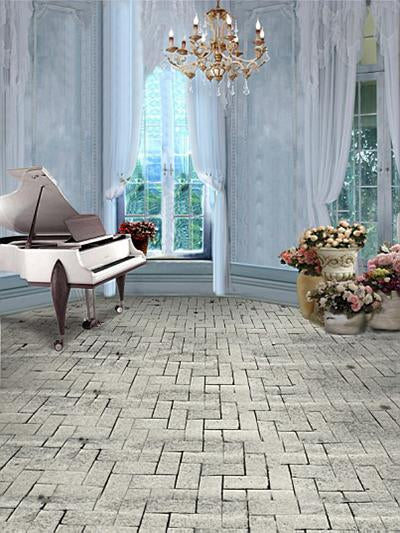 Kate Fenster weiß Vorhang und Boden-Klavier-Kulissen Fotografie - Kate Backdrop.de