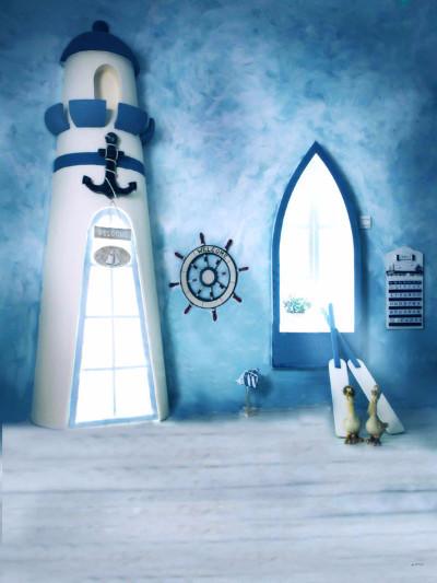 Katebackdrop:Kate Children Ship With Blue House Backdrops