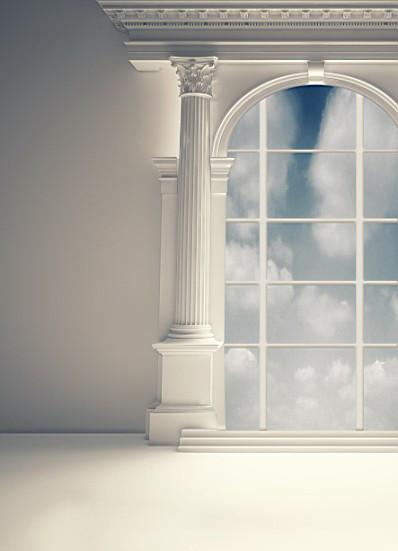 Kate Weißer Foto-Fotografie-Hintergrund des Fenster-blauen Himmels für die Heirat - Kate Backdrop.de