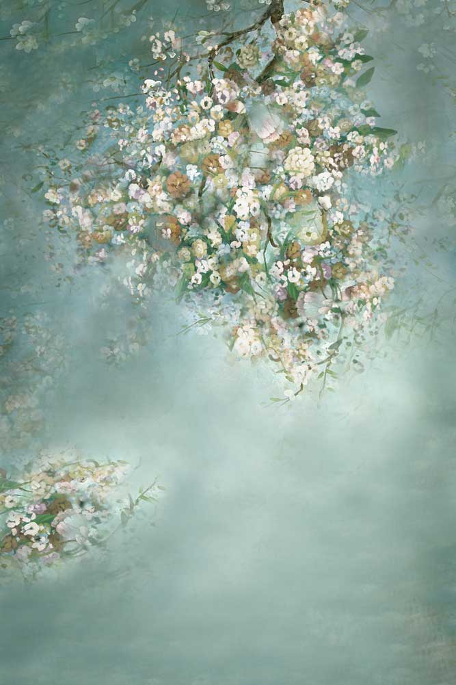 Kate ähnlich Malerei grüner Frühlings Blumen Hintergrund - Kate Backdrop.de