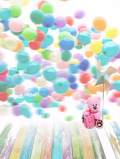 Buy discount Kate Colorful Flower white Little Bear Wood Floor Photography Backdrop