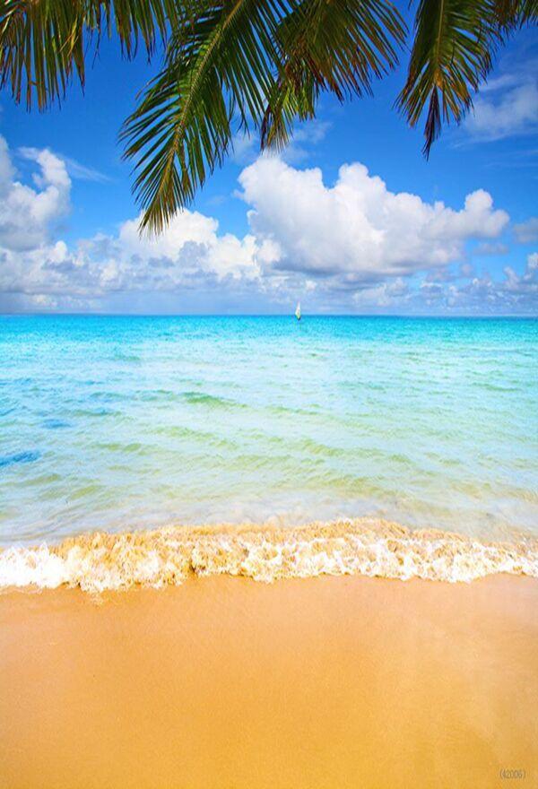 Katebackdrop:Kate Golden Beach Blue Sea Backdrops for Photography
