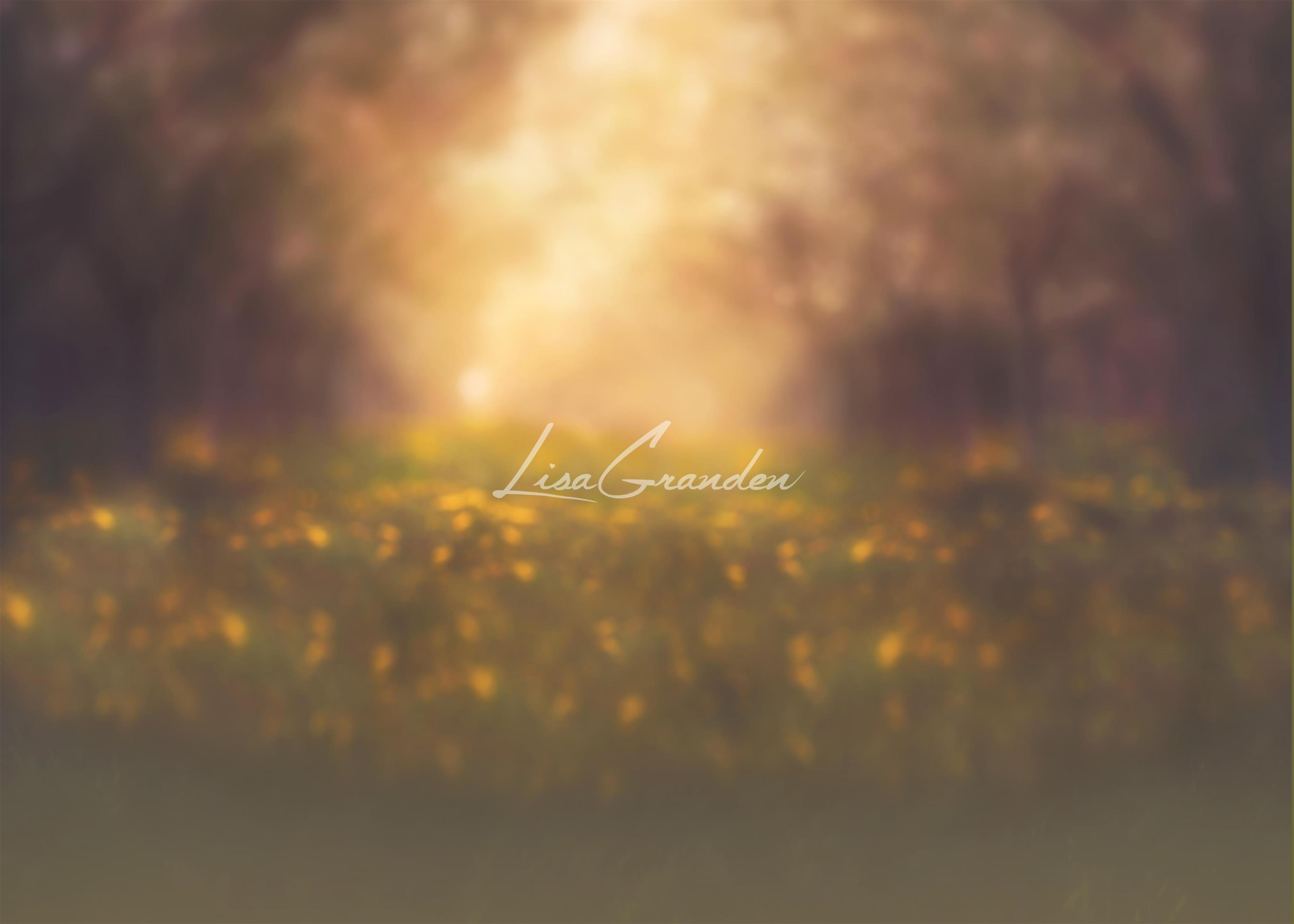 Kate Verschwommener Obstgarten mit gelbem Blumenhintergrund für Fotografie Entworfen von Lisa Granden - Kate Backdrop.de