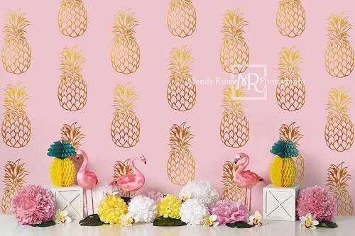 Kate Ananas und Flamingos Hintergrund von Mandy Ringe Photography - Kate Backdrop.de