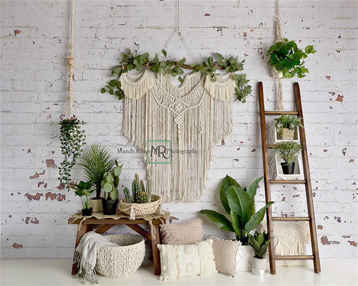 Kate Frühling Boho Macrame Zimmer Hintergrund Entworfen von Mandy Ringe Photography - Kate Backdrop.de