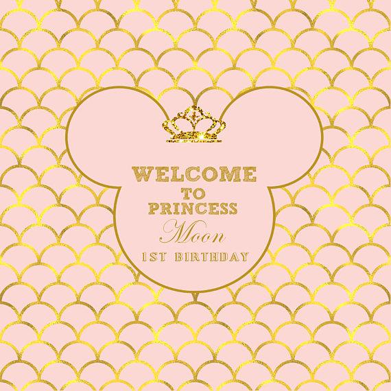 Katebackdrop:Kate Mickey Mouse Royal Pink and Gold Photography Backdrops Custom Baby Shower