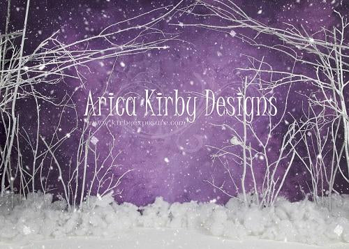 Kate Purple Winter Wonderland Snowy Kulisse von Arica Kirby entworfen - Kate Backdrop.de