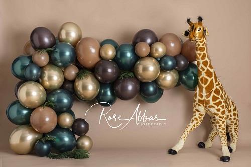 Kate Giraffe Luftballons Hintergrund Geburtstag Entworfen von Rose Abbas - Kate Backdrop.de