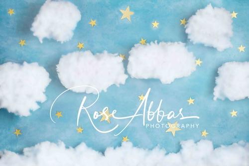 Katebackdrop£ºKate Blue Cotton Candy Cloud with Stars Backdrop Designed By Rose Abbas