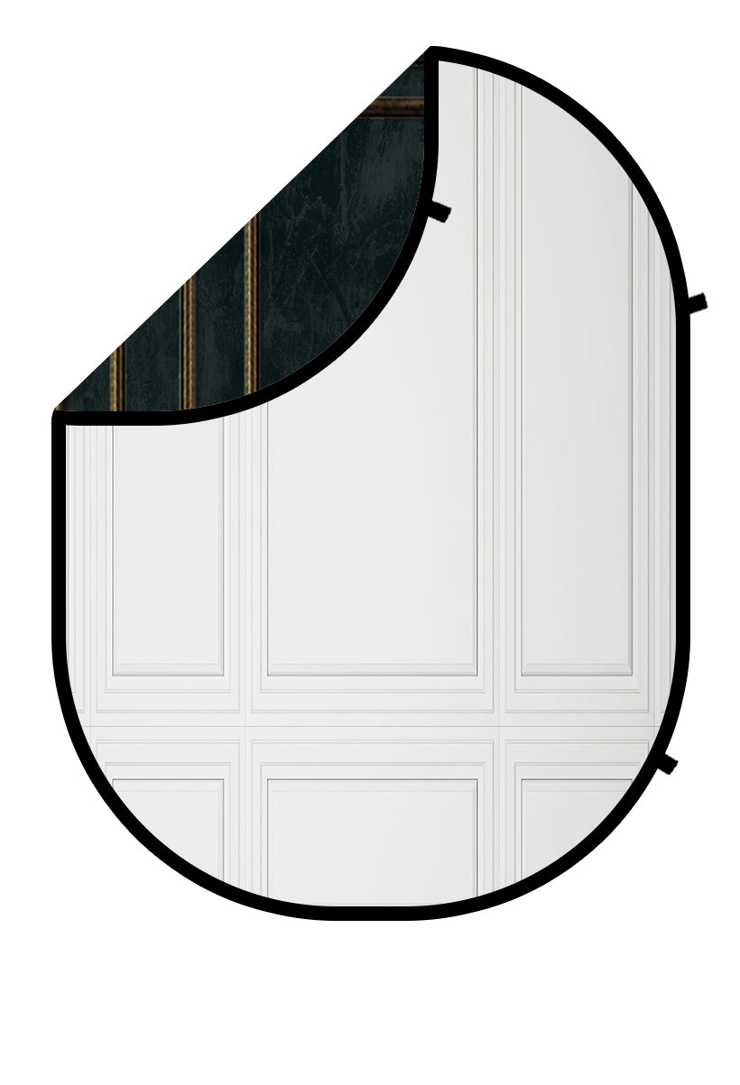 Kate Vintage Weiße Wand/Schwarze Goldene Wand Zusammenklappbarer Hintergrund Fotografie 5X6.5ft(1.5x2m) - Kate Backdrop.de