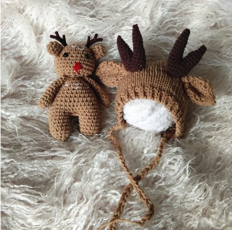 Studio Requisiten Häkeln Baby Outfit Weihnachten Rentier Foto Requisiten