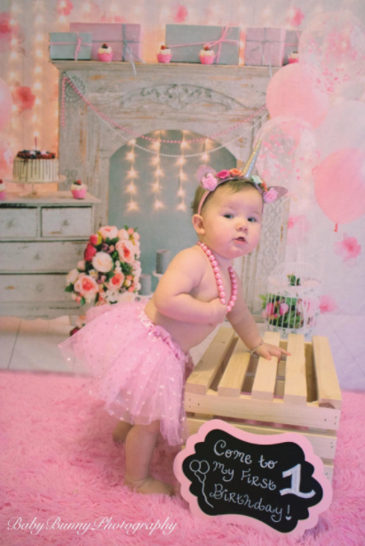 Katebackdrop:Kate Cake Smash For Party Photography Pink 1st birthday Backdrop Balloons