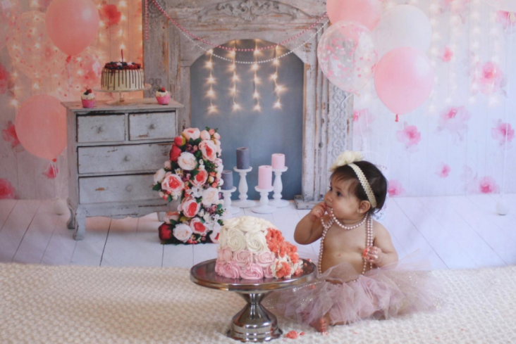 Katebackdrop:Kate Cake Smash For Party Photography Pink 1st birthday Backdrop Balloons