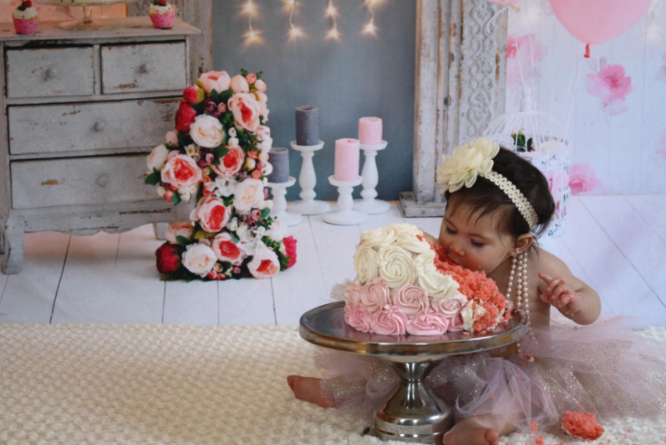 Katebackdrop:Kate Cake Smash For Party Photography Pink 1st birthday Backdrop Balloons