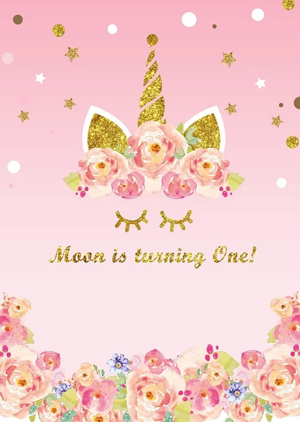 rosa Aquarell blüht Einhorn-Gesichts-Fotografie-Hintergrund