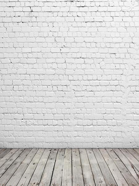 Katebackdrop:Kate White Bricks Wall Background Wooden Floor Photo Backdrops