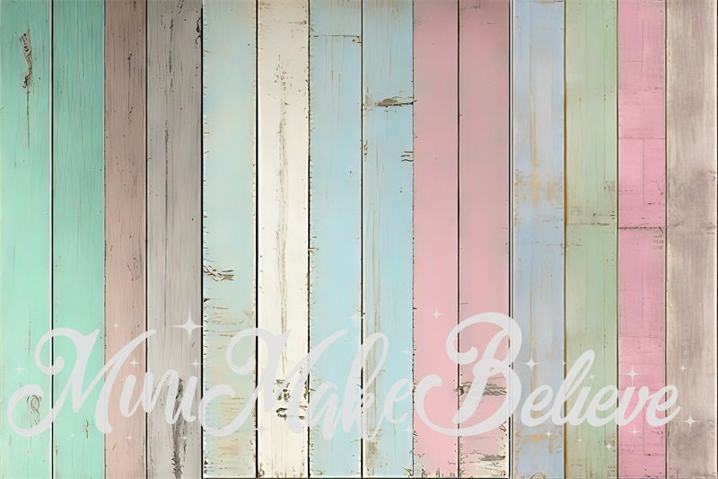 Kate Pastellfarben bemaltes Holz Parkettbodenmatte für Fotografie von Mini MakeBelieve