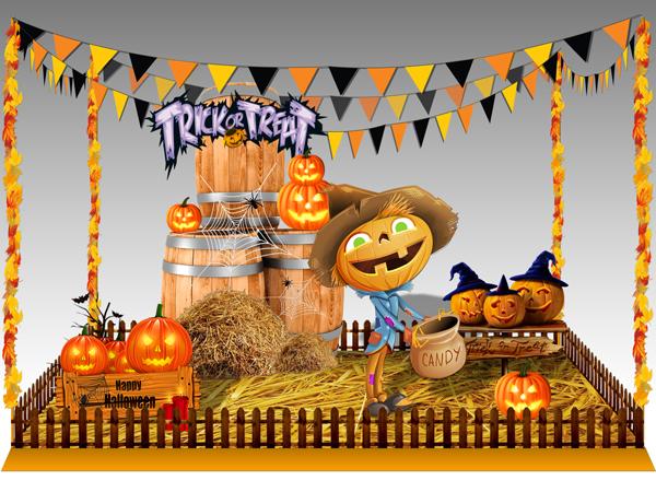 Katebackdrop:Kate Halloween Backdrop Photography Pumpkin Farm Children