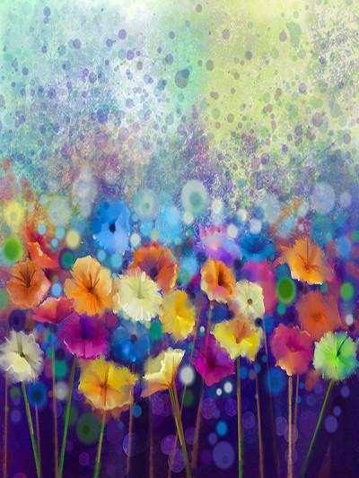 Katebackdrop:Kate Purple Hand Painting Flower Colorful Cake Smash Backdrop