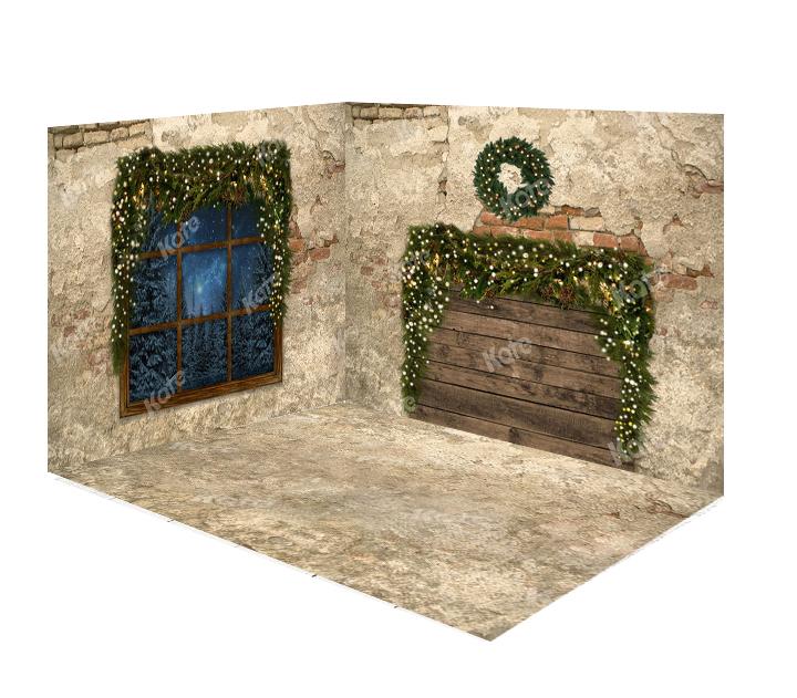 Kate Weihnachtsfenster Backstein Wand Boden Weihnachten - Kate Backdrop.de