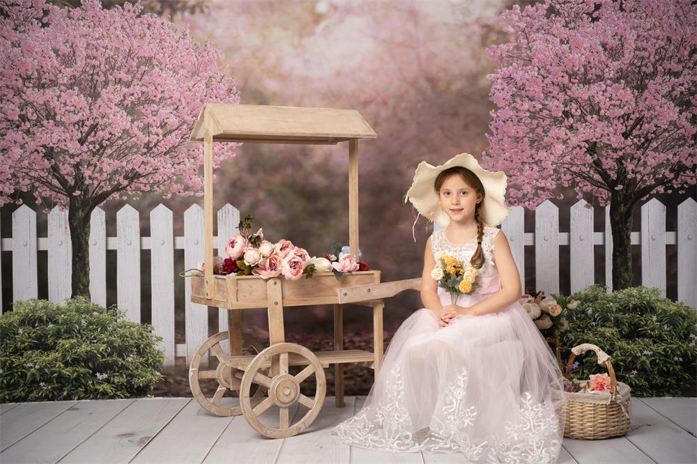 Kate Frühling Garten Kirschblüten Hintergrund für Fotografie - Kate Backdrop.de