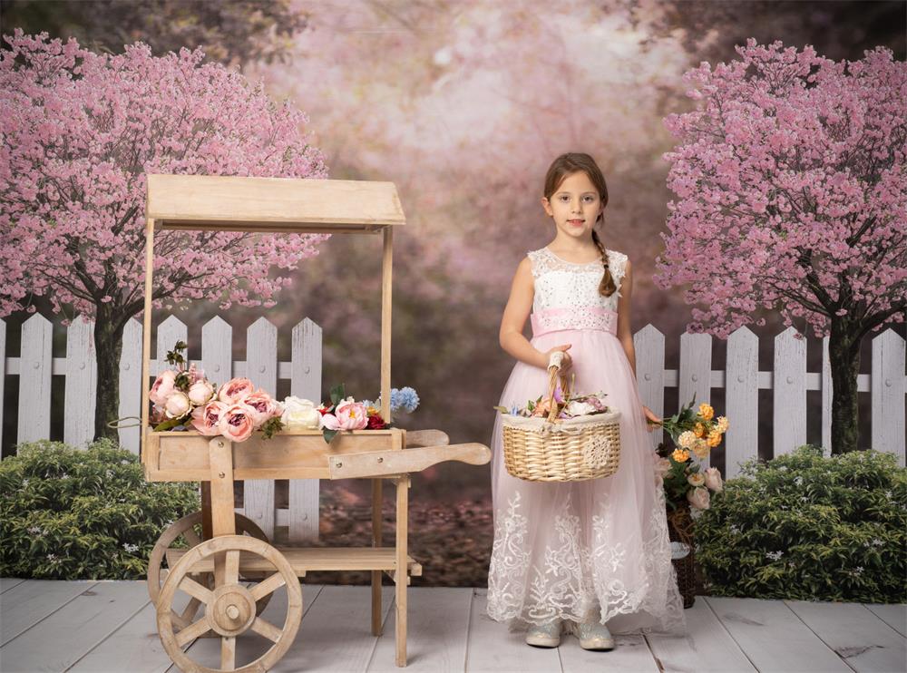 Kate Frühling Garten Kirschblüten Hintergrund für Fotografie - Kate Backdrop.de