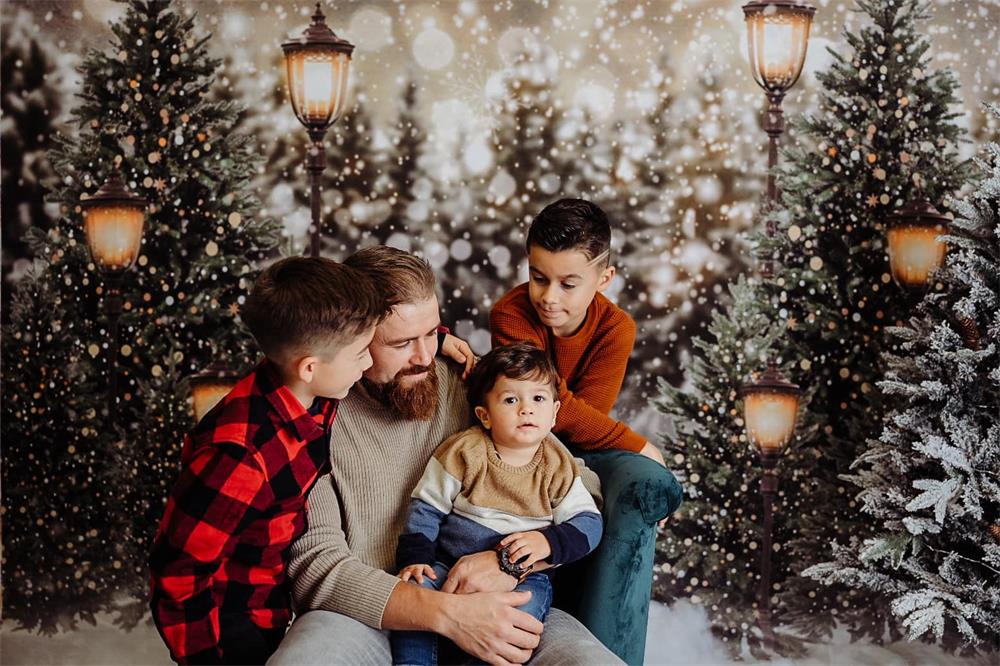 Kate Weihnachten Schneewald Lichter Hintergrund für Fotografie - Kate Backdrop.de