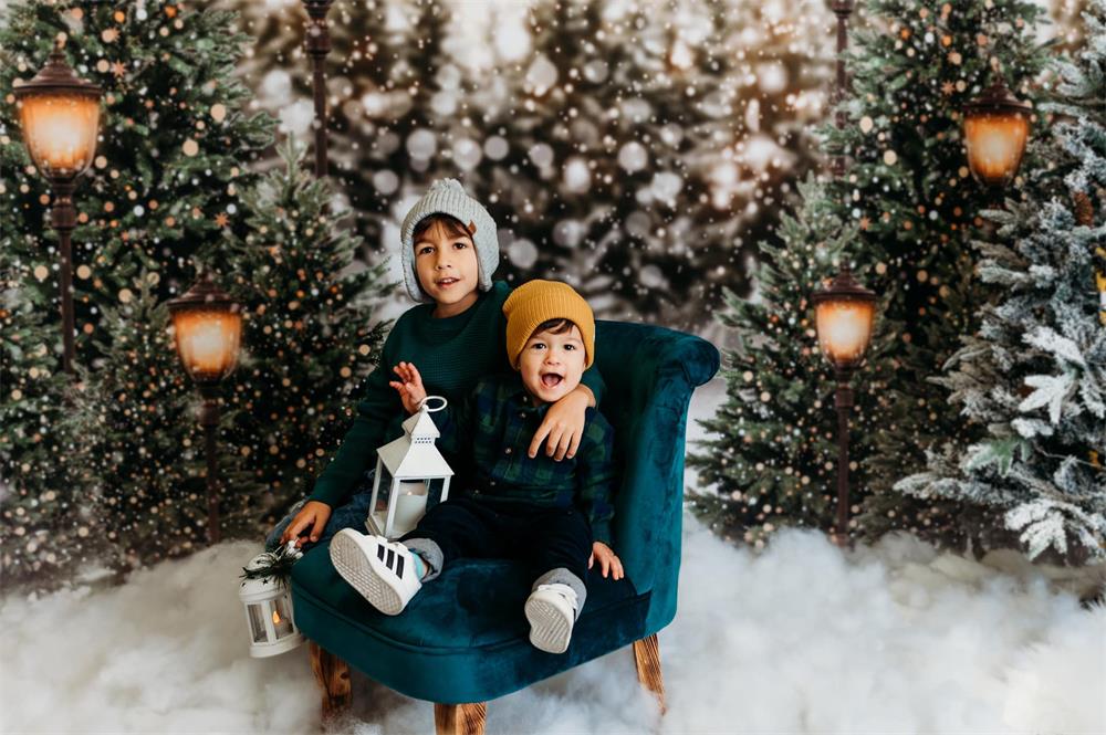 Kate Weihnachten Schneewald Lichter Hintergrund für Fotografie - Kate Backdrop.de