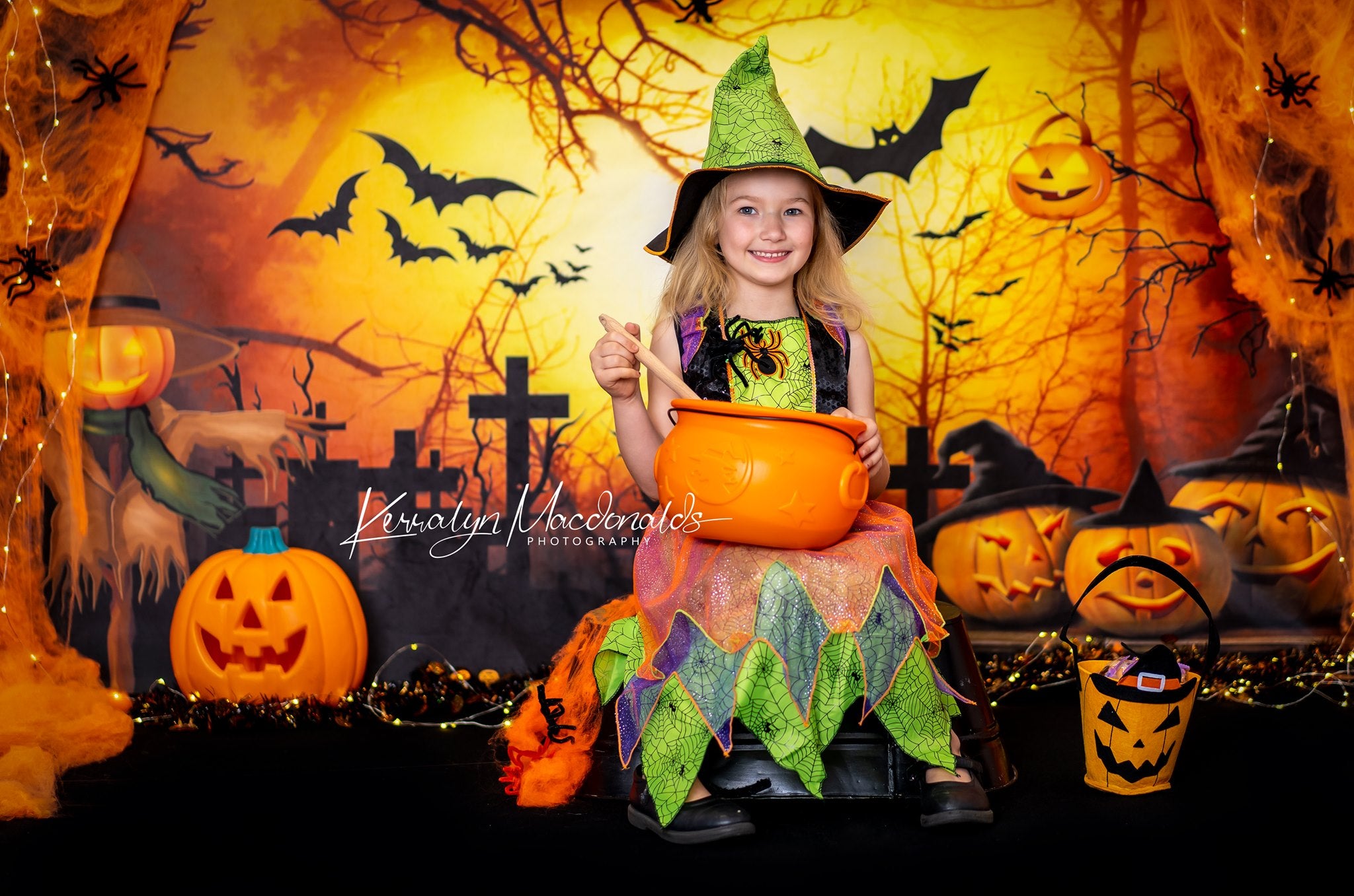 Kate Halloween Fledermäuse Kürbis Hintergrund von Chain Photography - Kate Backdrop.de