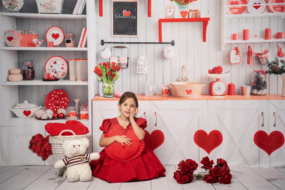 Kate Valentinstag Liebe Backen Küche Hintergrund für die Fotografie - Kate Backdrop.de