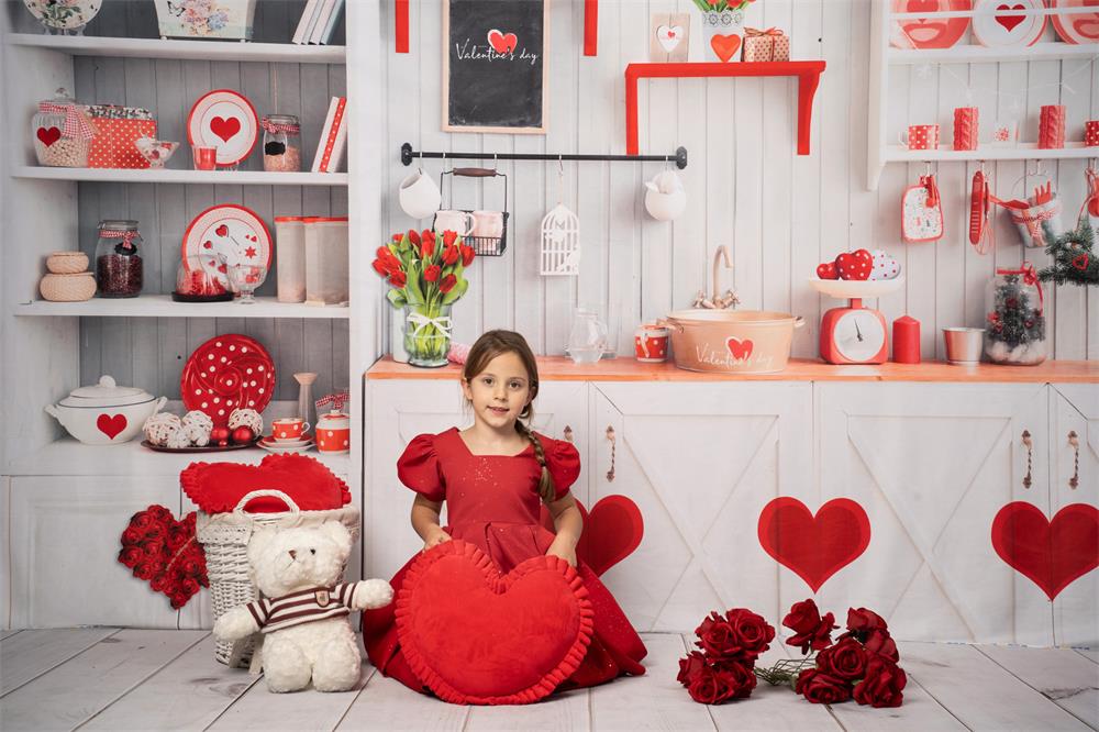 Kate Valentinstag Liebe Backen Küche Hintergrund für die Fotografie - Kate Backdrop.de