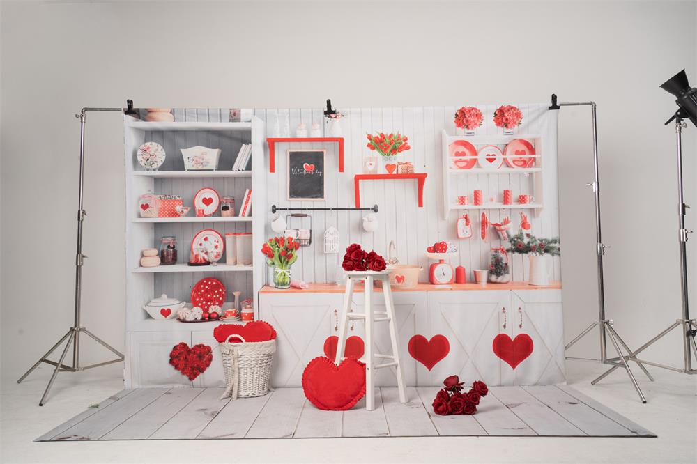 Kate Valentinstag Liebe Backen Küche Hintergrund für die Fotografie - Kate Backdrop.de