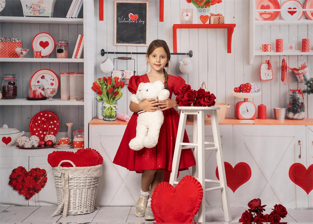 Kate Valentinstag Liebe Backen Küche Hintergrund für die Fotografie - Kate Backdrop.de