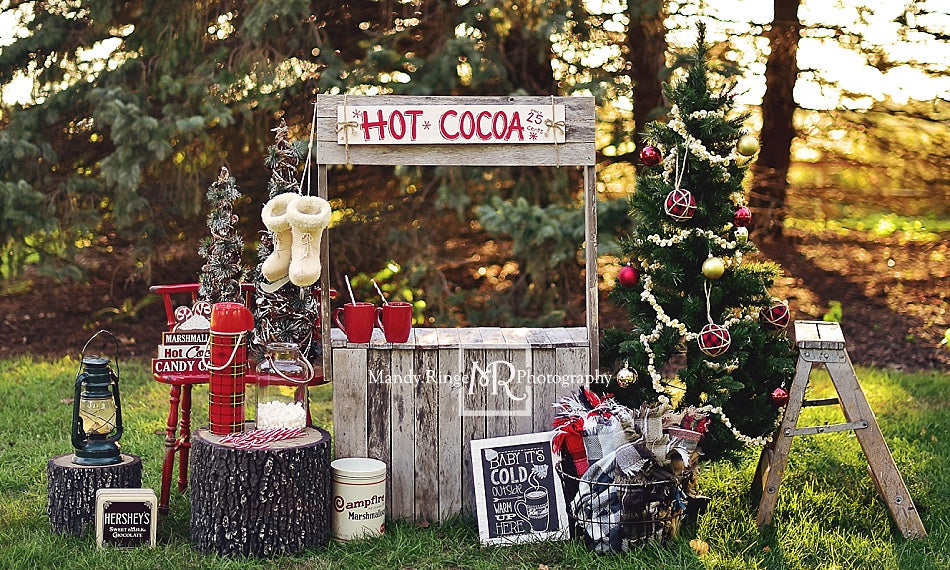 Kate Hot Cocoa Stand Weihnachten Baum Hintergrund von Mandy Ringe Photography - Kate Backdrop.de