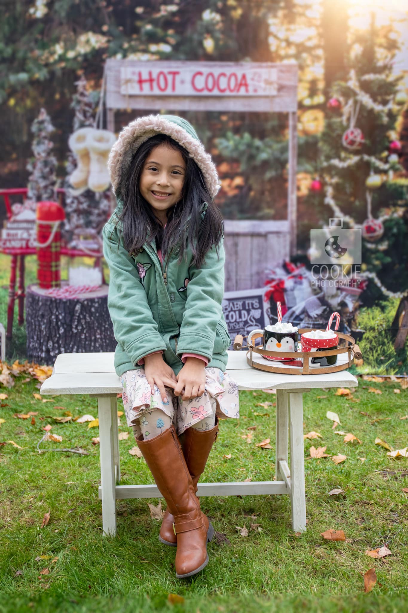 Kate Hot Cocoa Stand Weihnachten Baum Hintergrund von Mandy Ringe Photography - Kate Backdrop.de