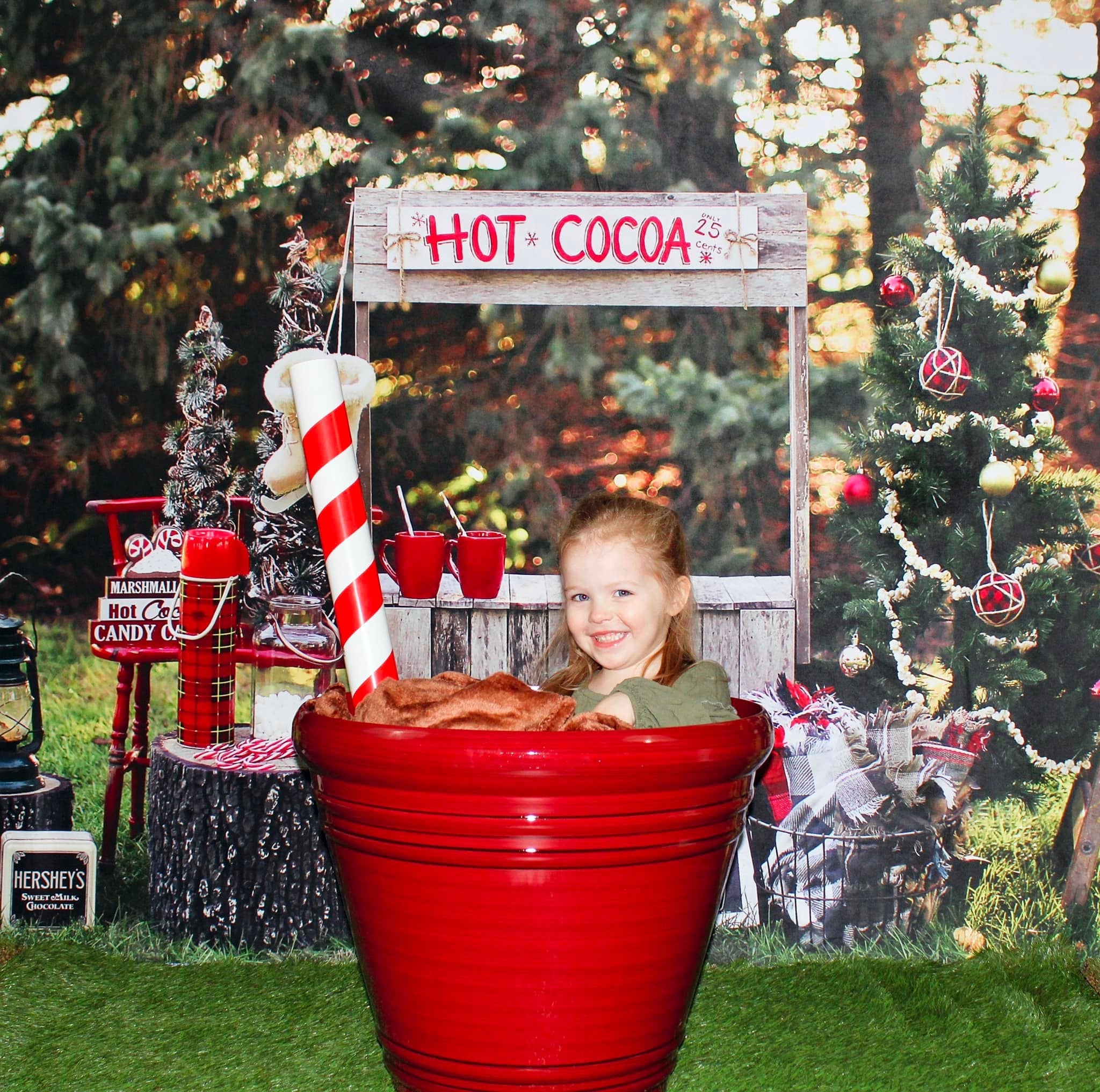 Kate Hot Cocoa Stand Weihnachten Baum Hintergrund von Mandy Ringe Photography - Kate Backdrop.de