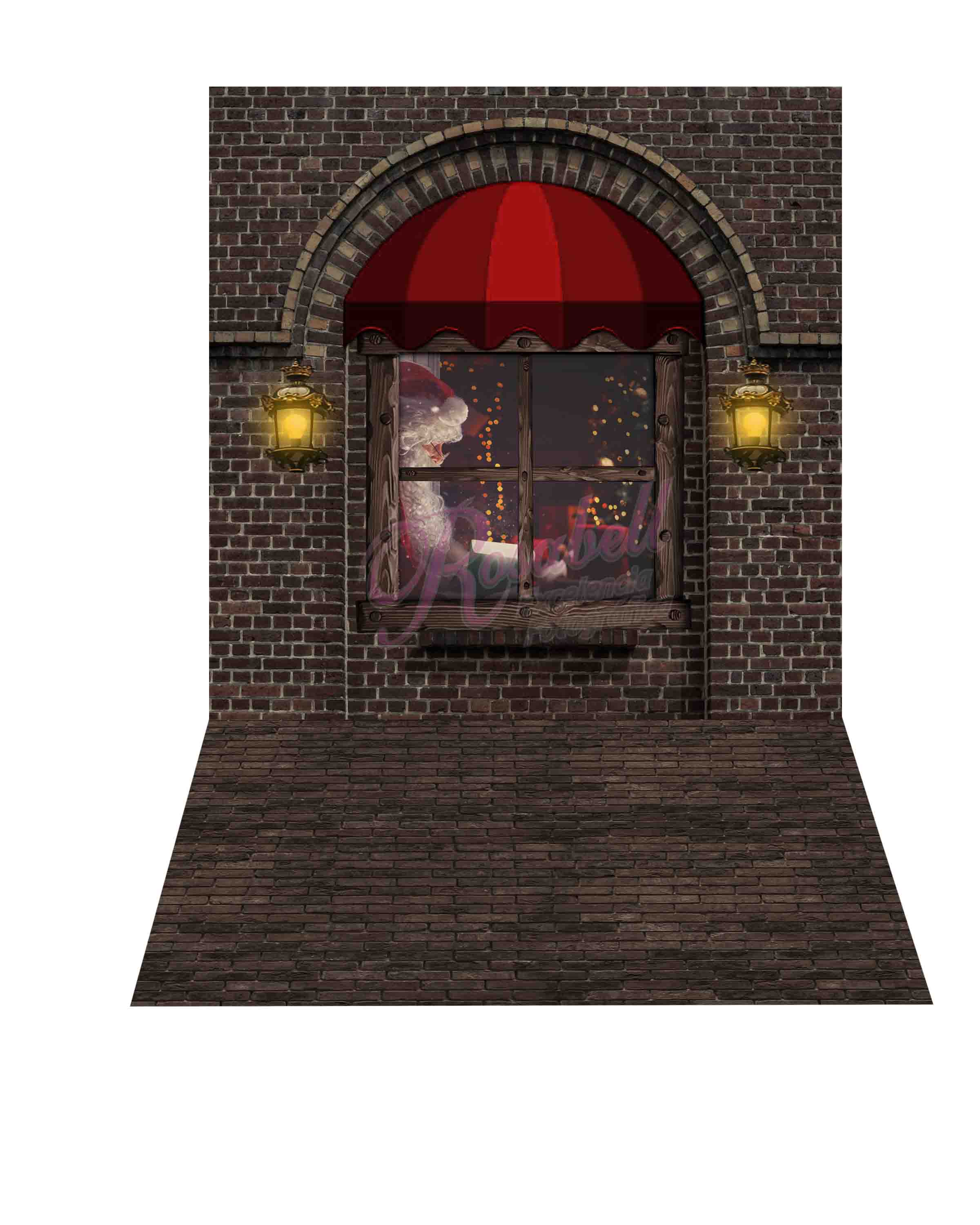 Kate 2.5x2.5m Weihnachten Fensterhintergrund + 2.5x1.5m Ziegelgummibodenmatte Entworfen von Rosabell Photography