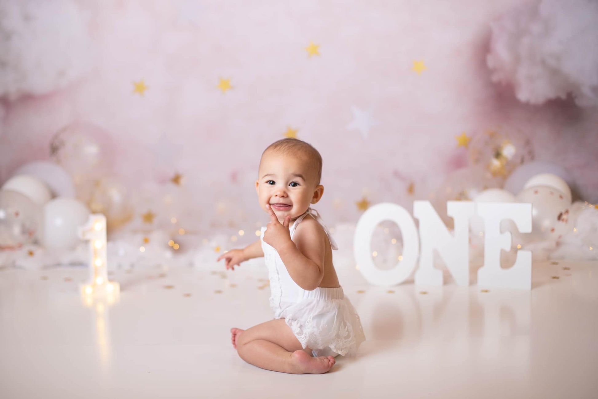 Kate rosa Wolkensterne Hintergrund Entworfen von Rose Abbas - Kate Backdrop.de