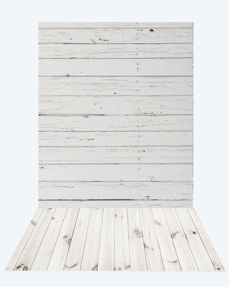 Katebackdrop:Kate retro milk wood background + White floor mat